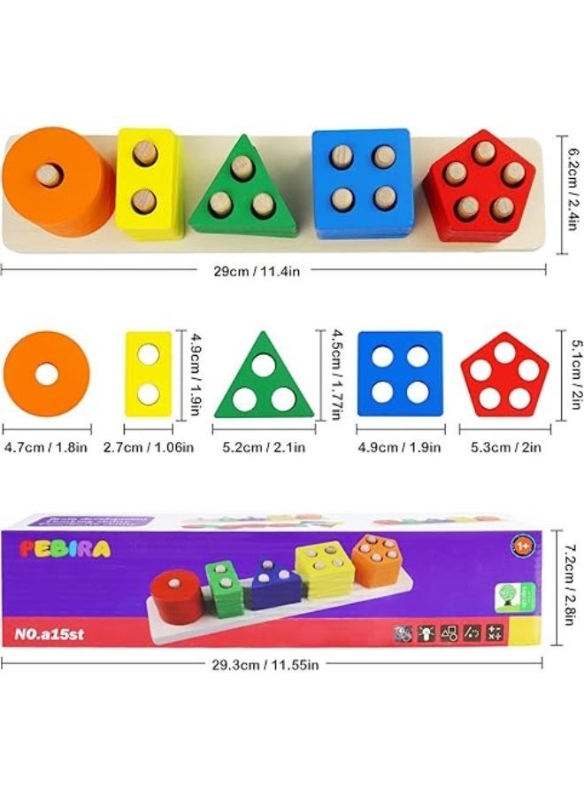 بيبيرا لعبة بازل الاشكال الخشبية التعليمية للاطفال - لتنمية المهارات الحركية و تعلم الالوان و الاشكال بطريقة منتسوري من عمر 18 شهر و ما فوق - Image 3